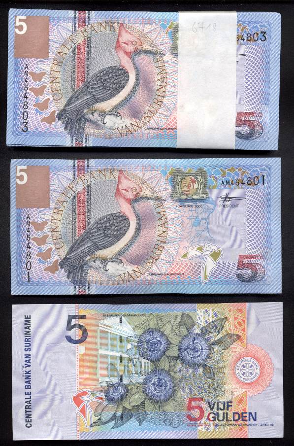 WHOLESALE-BUNDLE-PACK-Suriname-P-146-5-Gulden-2000